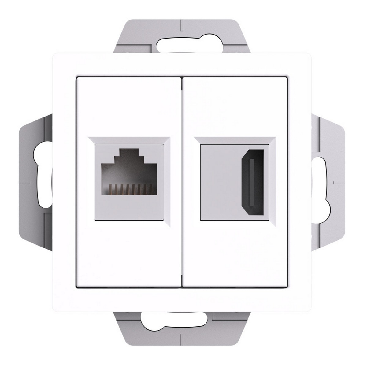 AtlasDesign Белый Розетка Systeme Electric AtlasDesign Белый двойная HDMI+RJ45, кат.5Е, ATN000182