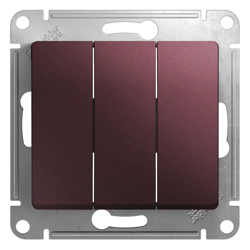 Glossa Баклажан Выключатель 3-клавишный Systeme Electric Glossa Баклажановый GSL001131