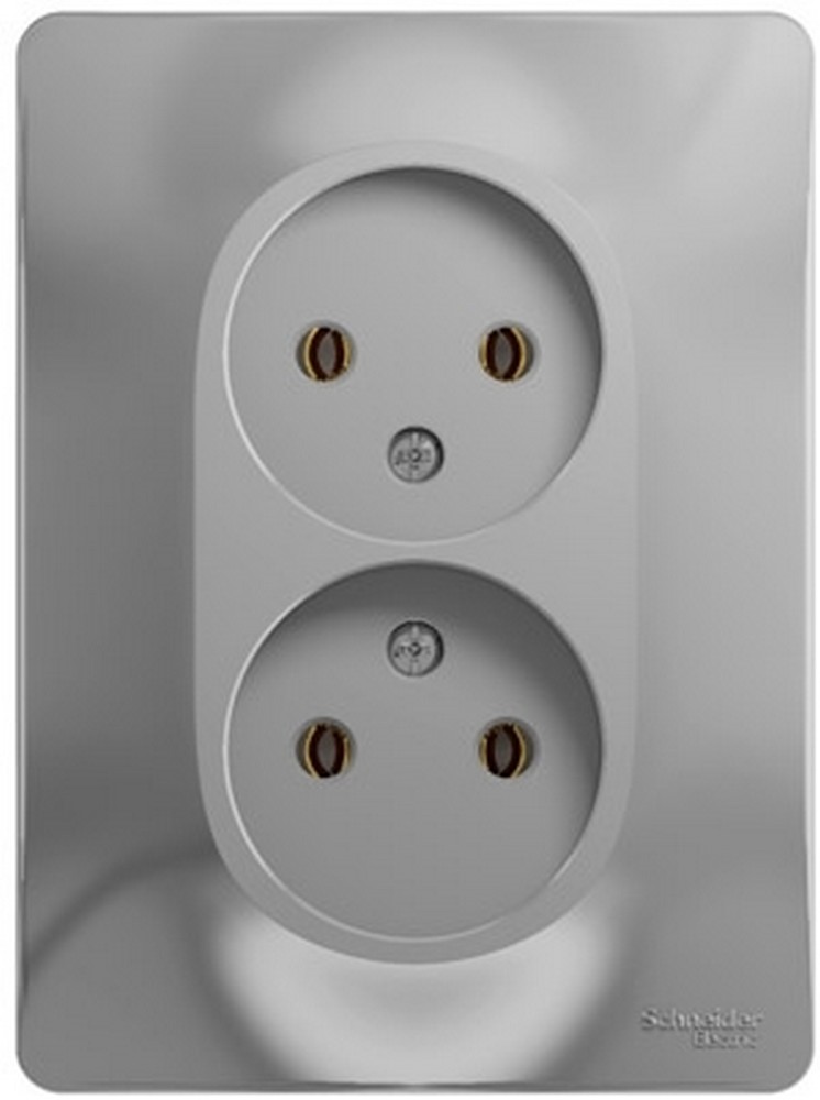 Glossa Алюминий Розетка Systeme Electric Glossa Алюминий 2-я без заземления GSL000320