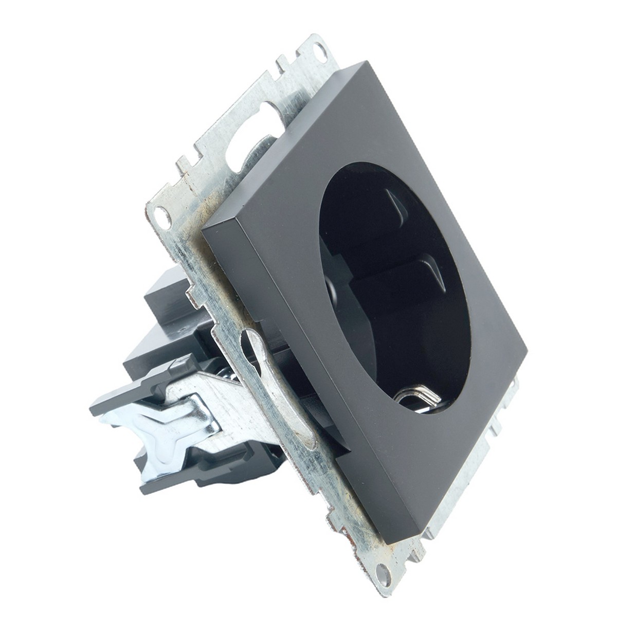 Катрин - Розетки и выключатели Stekker Розетка 1-местная с/з STEKKER GLS16-7110-05 250V 16А с защ. шторкой Катрин черный 39610