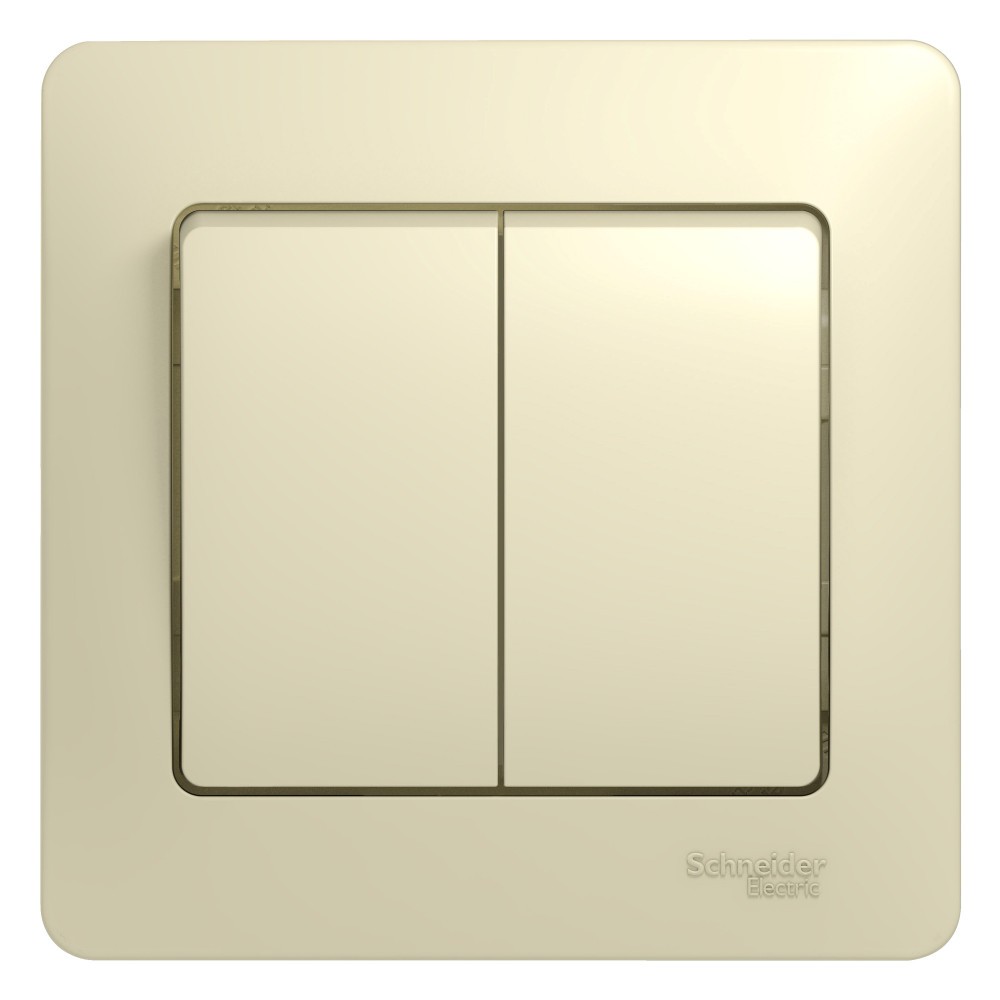 Glossa Бежевый Выключатель Systeme Electric Glossa Бежевый 2-клавишный, сх.5 (в сборе с рамкой) GSL000252