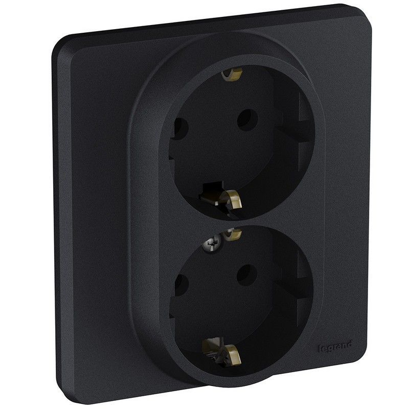 Legrand Inspiria Антрацит Розетка Legrand INSPIRIA Антрацит двойная с заземлением 16 А 250 В 673753