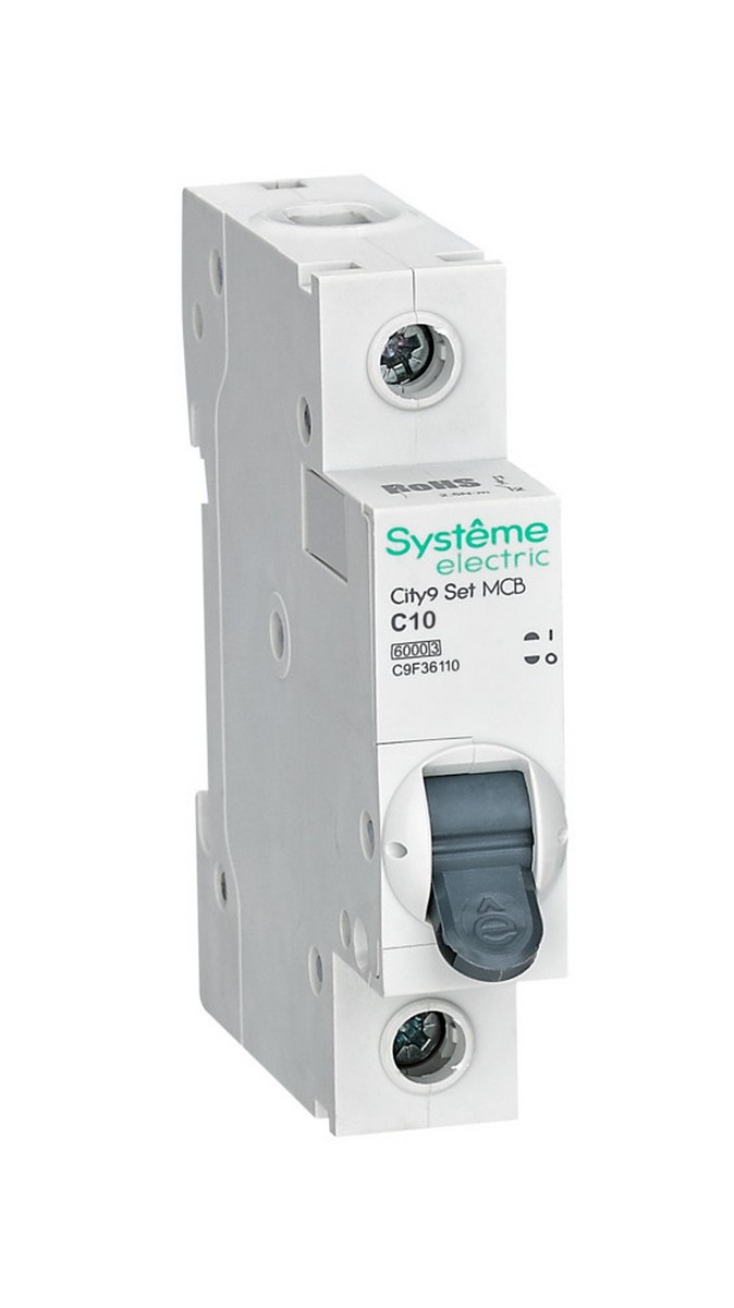 1 полюсные (однополюсные) Автоматический выключатель Systeme Electric City9 Set (АВ) С 10А 1P 6kA C9F36110 