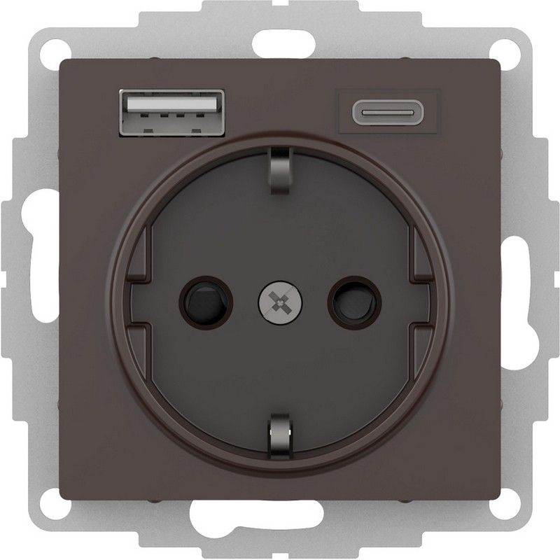 AtlasDesign Мокко Розетка USB Systeme Electric AtlasDesign Мокко 16А с A+C (5В/24А/3 А 2х5В/15А) мех ATN000632
