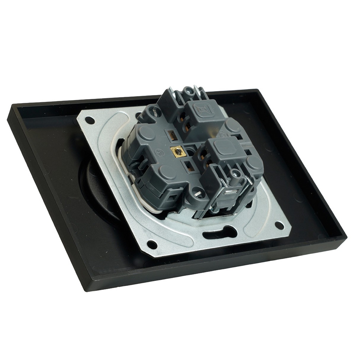 Эмили - Розетки и выключатели Stekker Розетка 2-ая с защитной шторкой б/з 16А STEKKER Эмили RST16-5116-05 черный уголь soft touch 49851