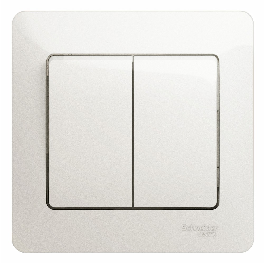 Glossa Перламутр Выключатель Systeme Electric Glossa Перламутр 2-клавишный, сх.5, 10АХ, в сборе GSL000652