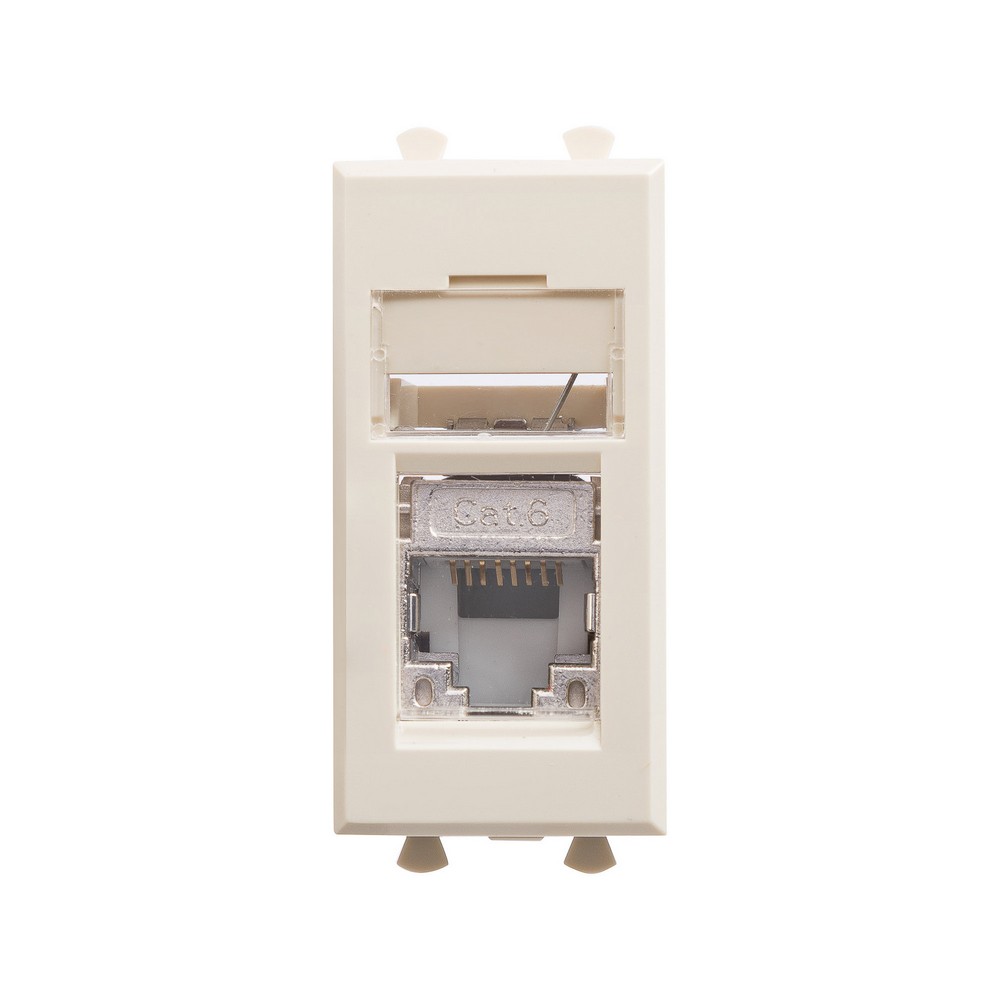 DKC Avanti механизмы Ванильная дымка Компьютерная розетка DKC Avanti RJ-45 модульная кат.6 экранированная"Ванильная дымка" 1 модуль 4405391