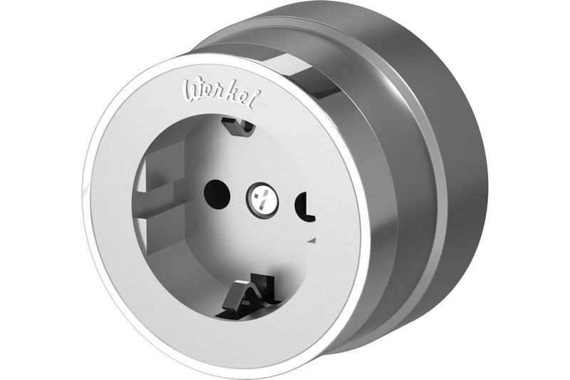 Werkel Ретро Розетка Werkel с заземлением (серебро матовый/хром) W5871054
