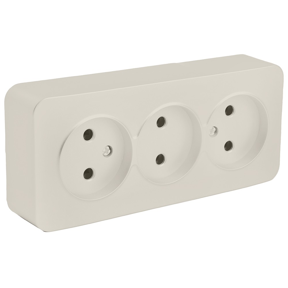 Накладные розетки и выключатели Stekker Розетка 3-местная STEKKER MST10-13-04 б/з открытой установки София слоновая кость 49499