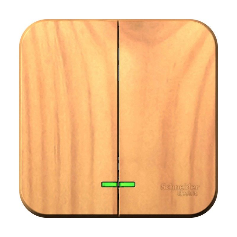 Blanca ясень розетки и выключатели Выключатель SE Blanca 2-клавишный Ясень наружный с подсветкой изолир. пластина BLNVA105115