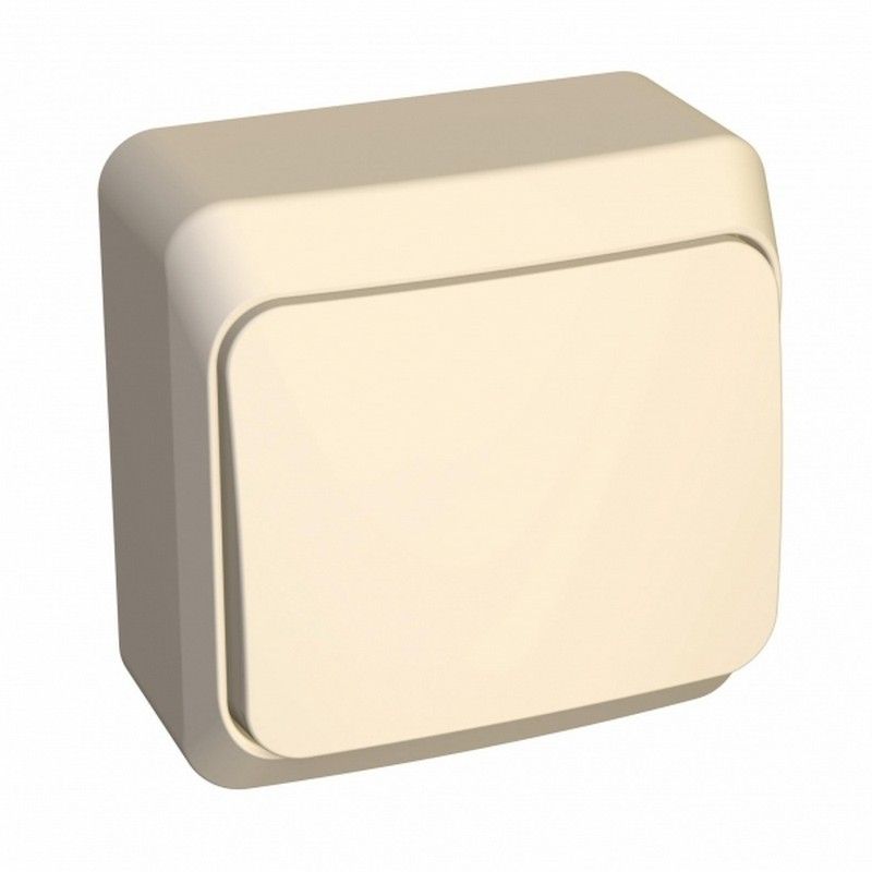 Этюд Кремовый Выключатель 1-клавишный Systeme Electric Этюд наружный Бежевый BA10-001K