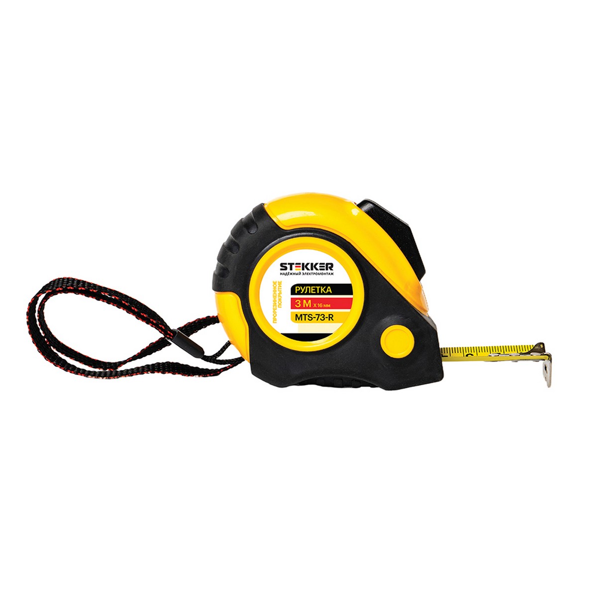 Рулетка STEKKER MTS-73-R 3 м х 16 мм, прорезиненное покрытие, автостоп 50201 подробнее