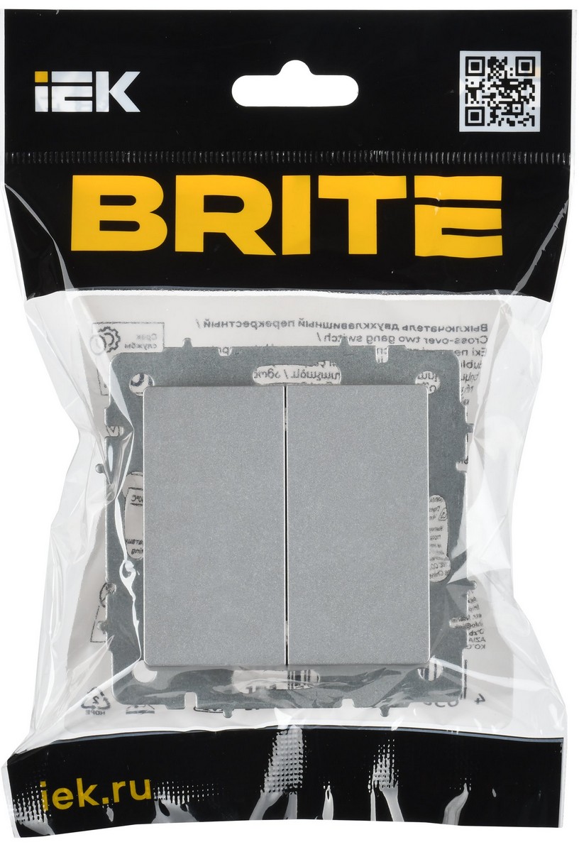 IEK Brite Алюминий Выключатель IEK BRITE Алюминий 2-кл. перекрестный 10А ВС10-2-3-БрА