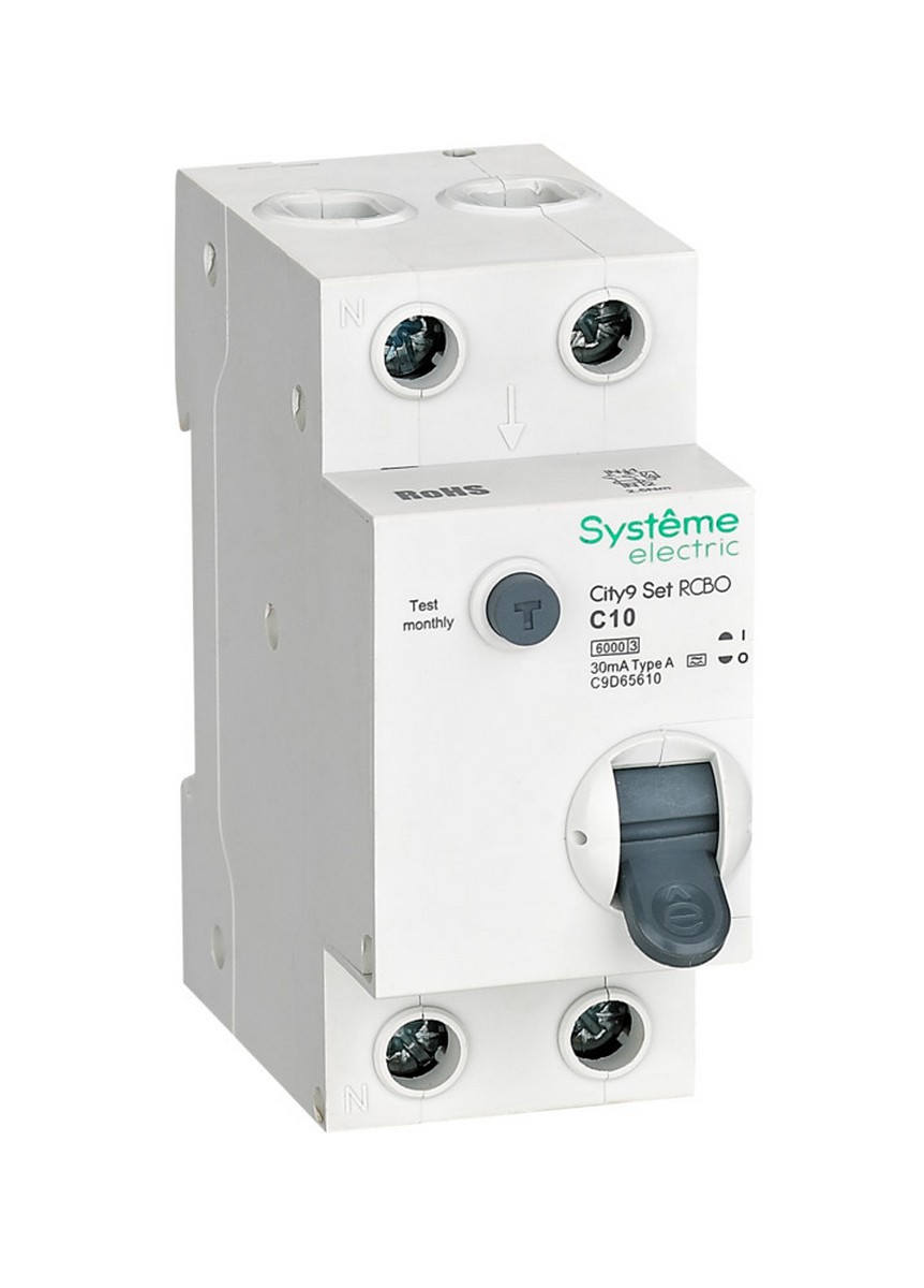 Schneider Electric Авт. выкл. диф. тока Systeme Electric City9 Set (АВДТ) 1P+N С 10А 6kA 30мА Тип-A C9D65610 