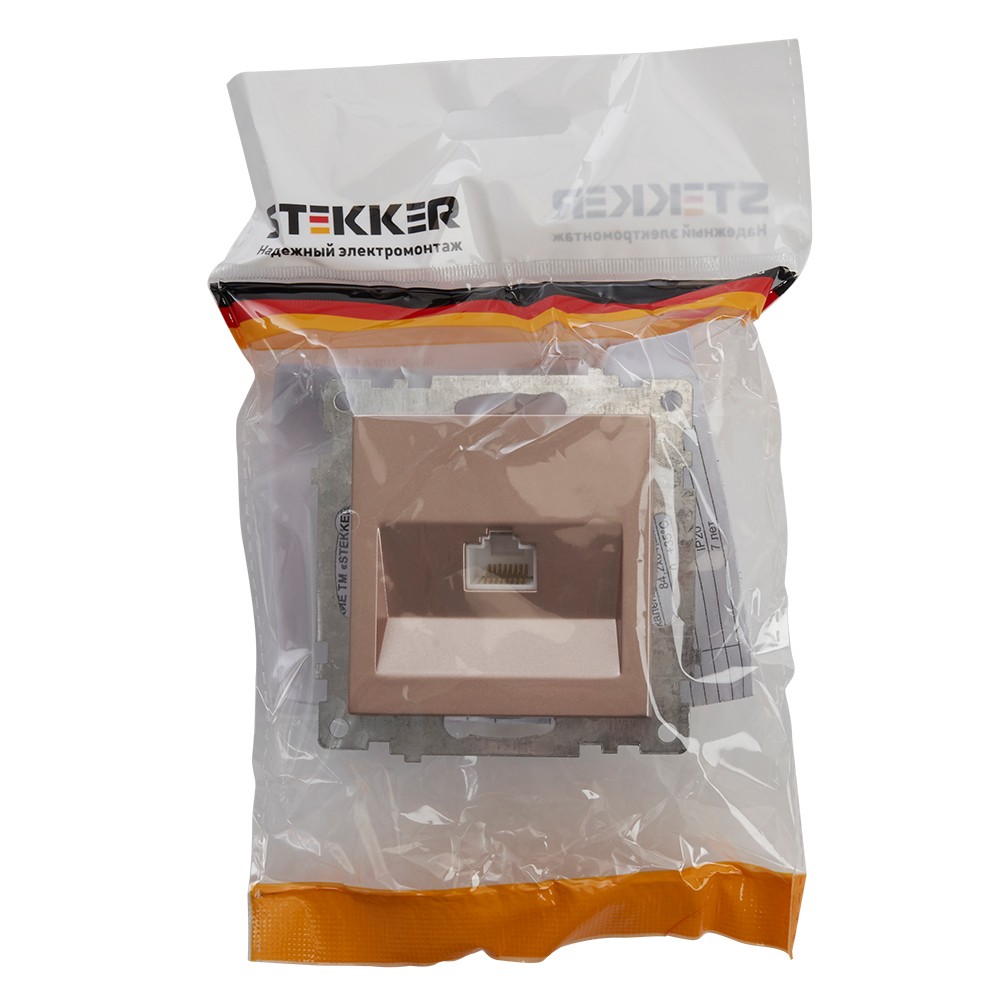 Катрин - Розетки и выключатели Stekker Розетка компьютерная 1-местная RJ-45 STEKKER GLS00-7107-02 Катрин шампань 39599