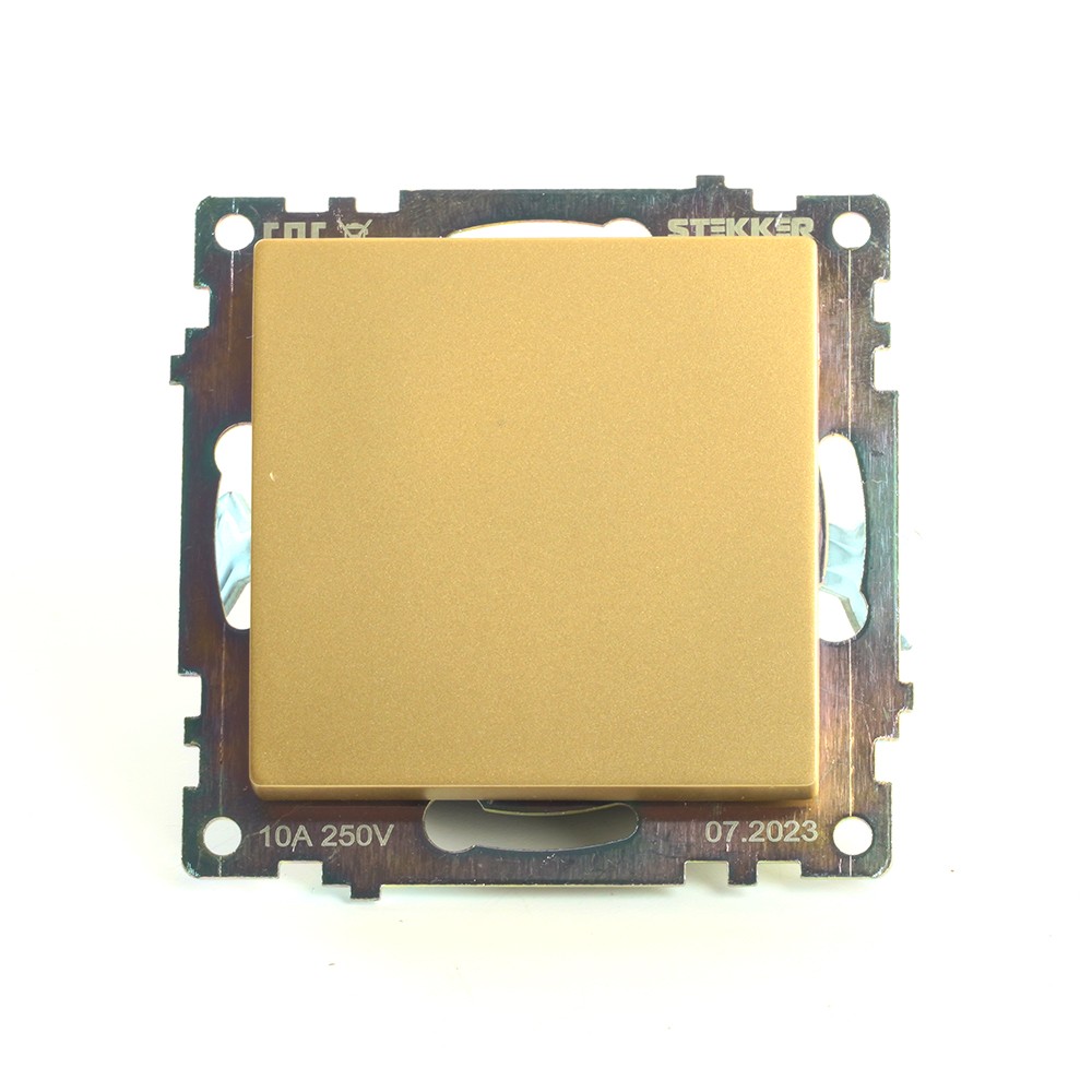 Катрин - Розетки и выключатели Stekker Выключатель 1-клавишный STEKKER GLS10-7103-08 250V 10А Катрин золото 49213