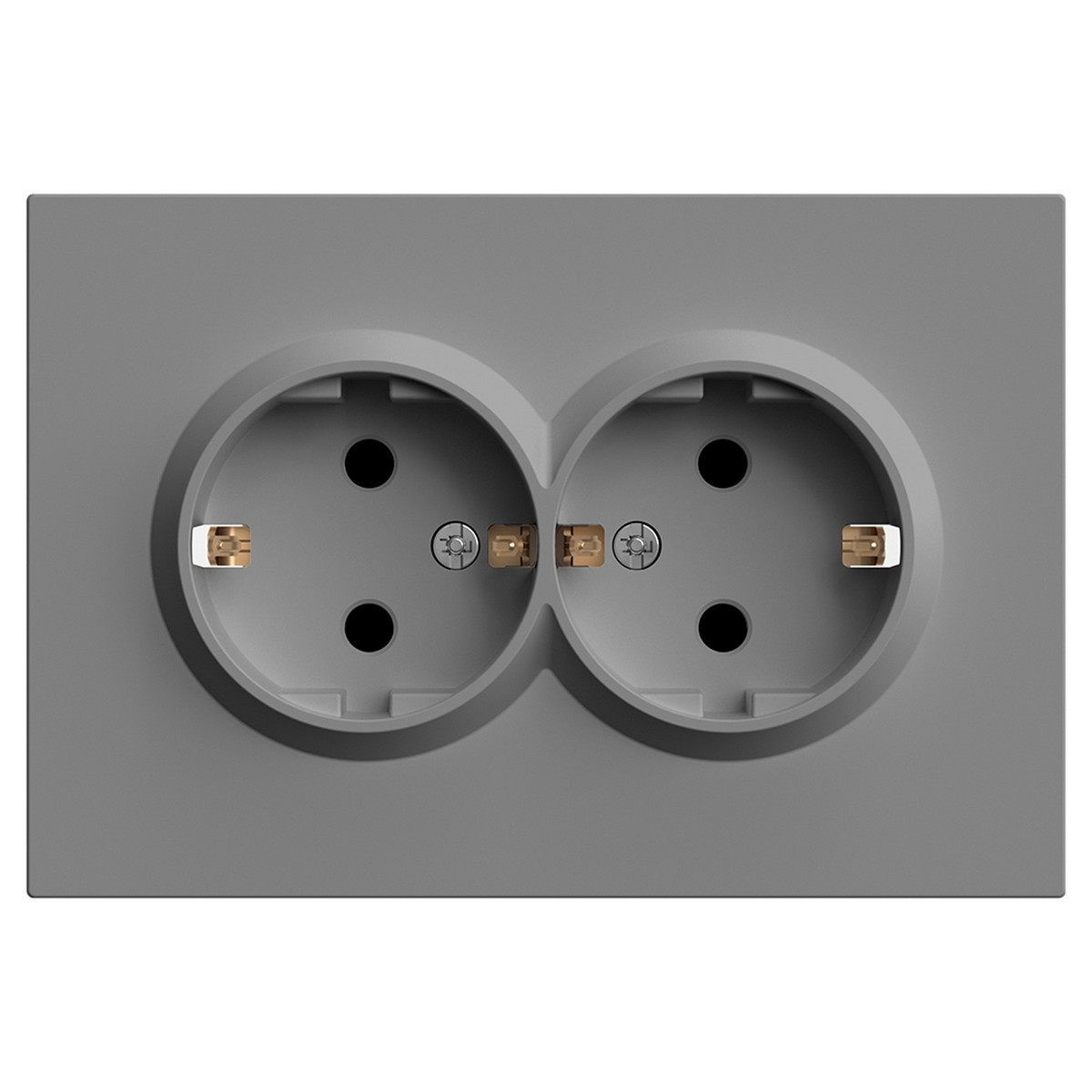 Эмили - Розетки и выключатели Stekker Розетка 2-ая с защитной шторкой с/з 16А STEKKER Эмили RST16-5114-10 платиново-серый soft touch 49960