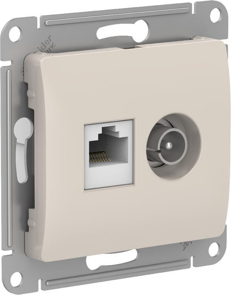 Glossa Молочный Розетка двойная Systeme Electric Glossa Молочный TV + компьютерная RJ45, кат. 5Е GSL000989