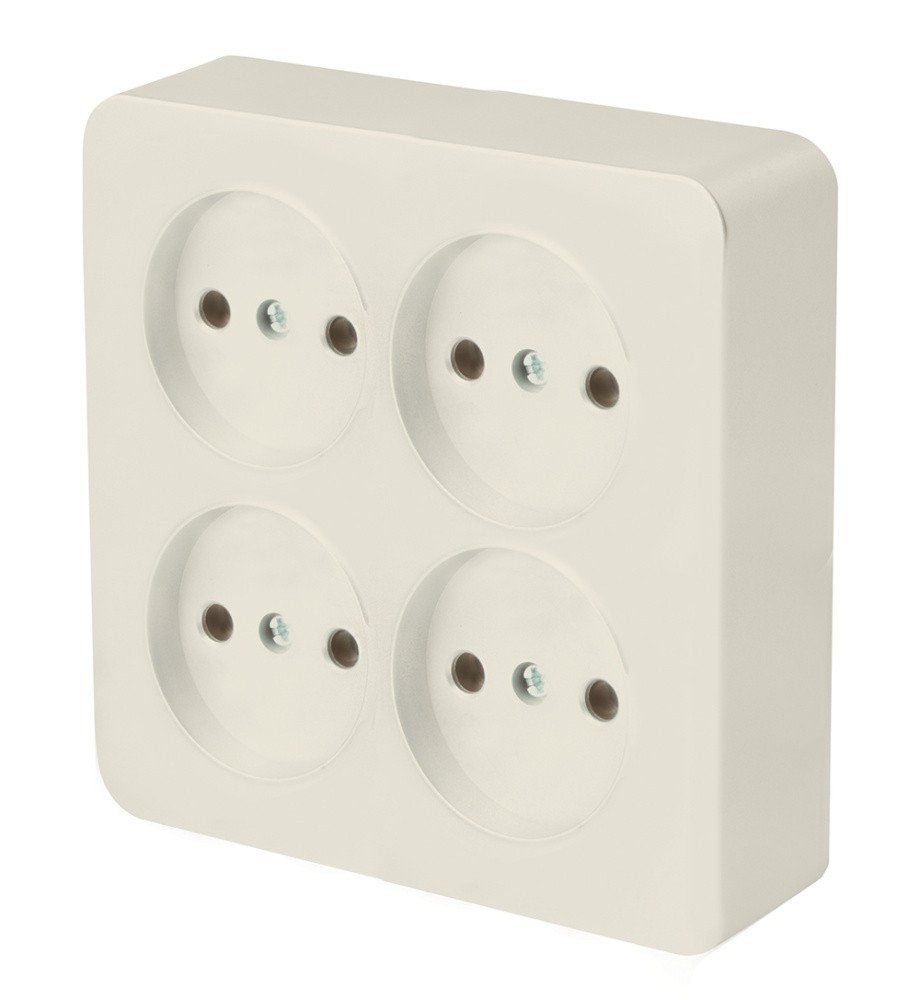 Накладные розетки и выключатели Stekker Розетка 4-местная STEKKER MST10-14S-04 б/з открытой установки квадрат София слоновая кость 49507