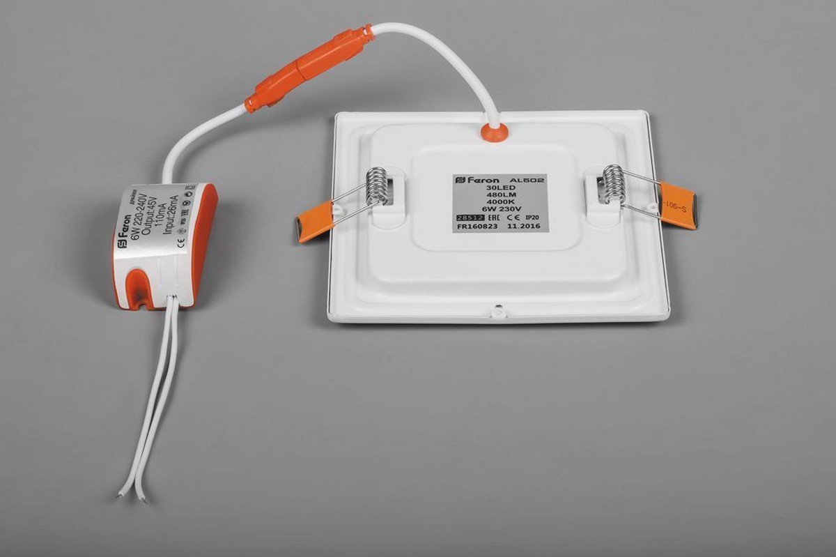 Встраиваемые светодиодные светильники Светильник встраиваемый светодиодный Feron AL502 6W 4000K белый 28512 