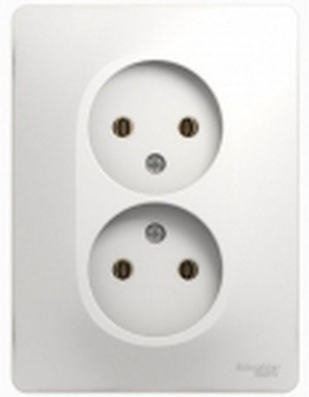 Glossa Белый Розетка Systeme Electric Glossa Белый 2-я без заземления (в сборе с рамкой) GSL000120