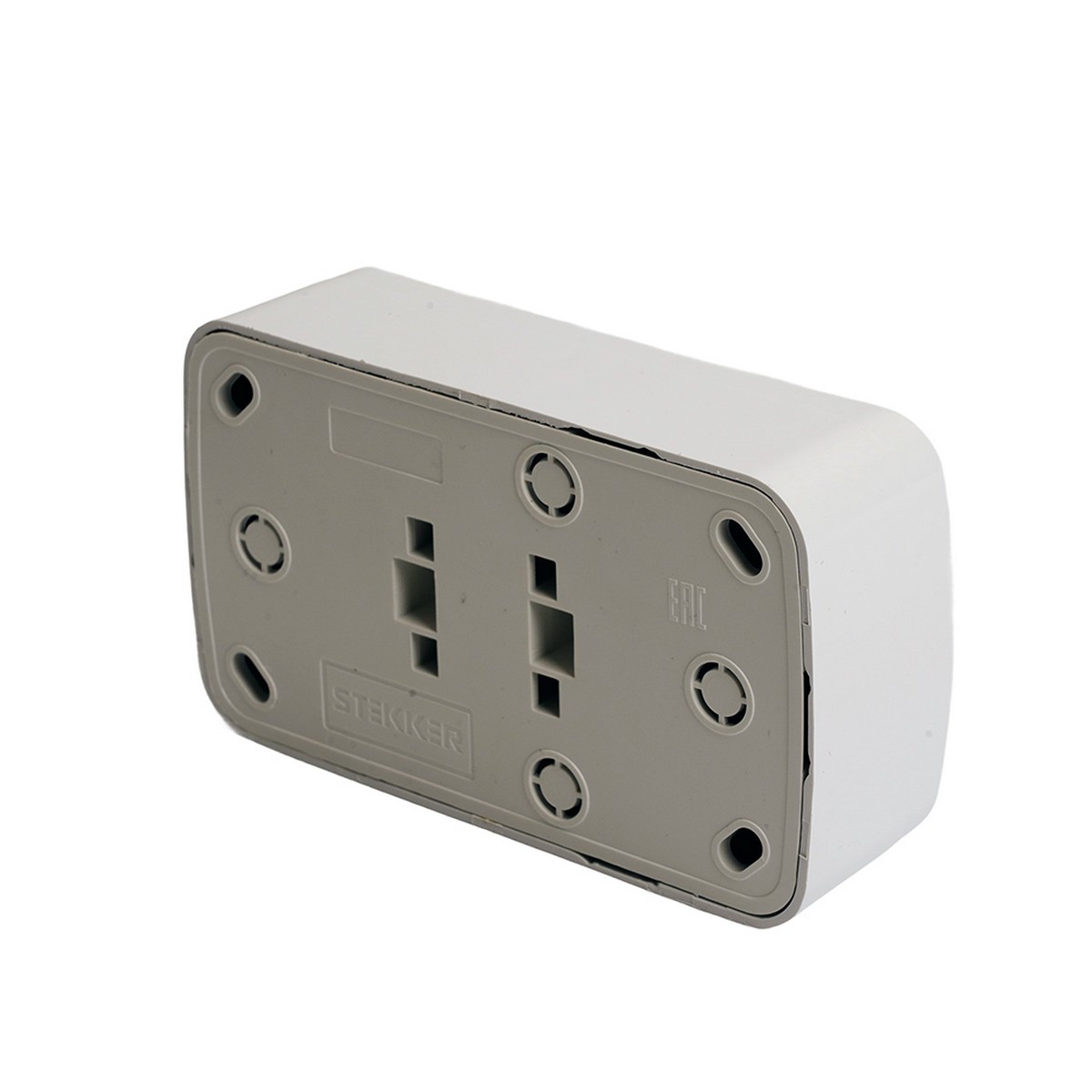 Накладные розетки и выключатели Stekker Розетка накладная STEKKER PST10-502-20 2-местная б/з Basic белый 50075