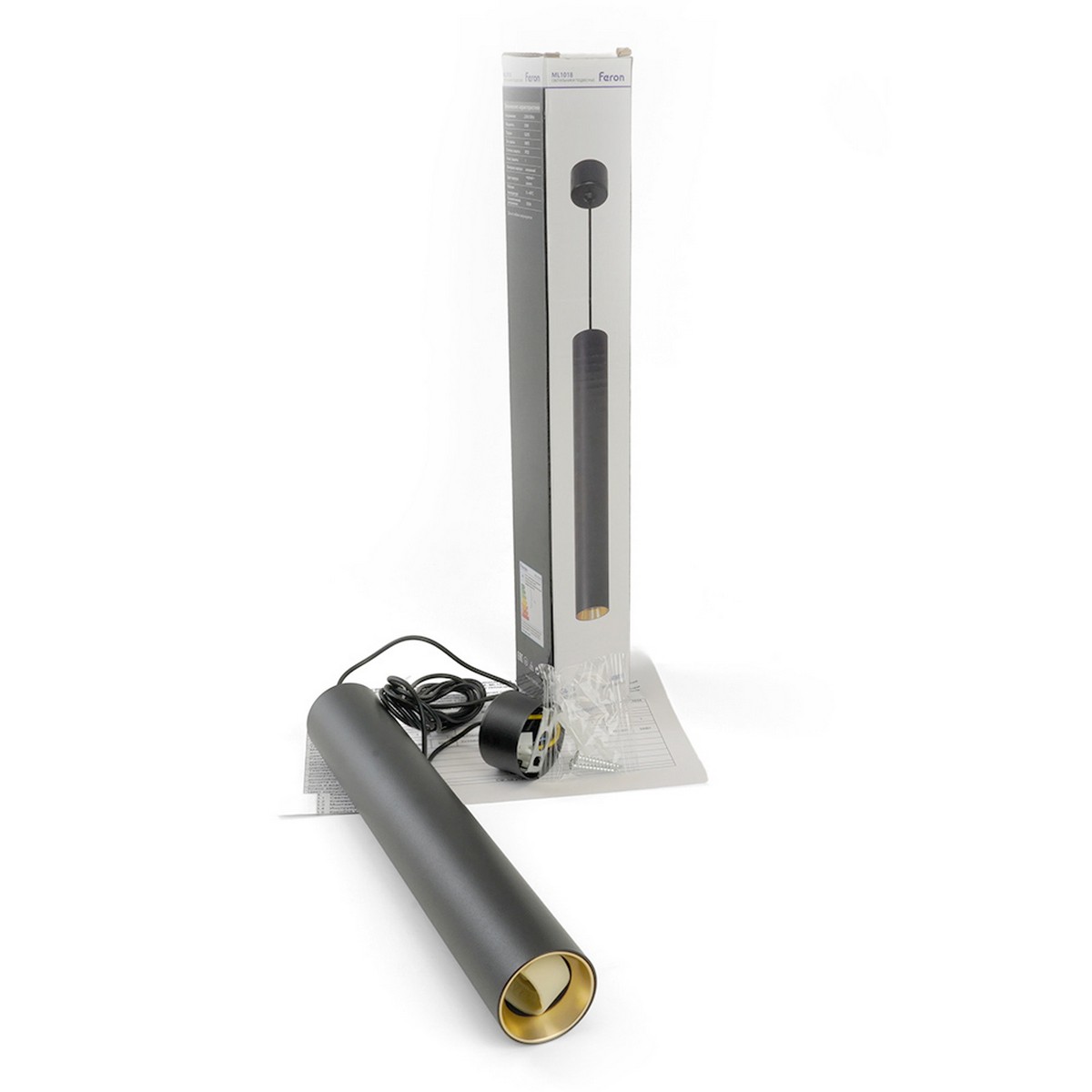 Подвесные светодиодные светильники Светильник потолочный Feron ML1018 Barrel levitation на подвесе MR11 черный + золото 51387 