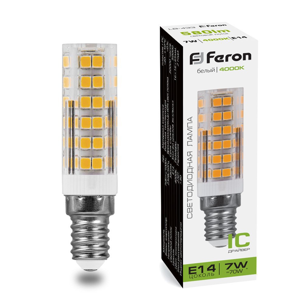 E14 Лампа светодиодная Feron LB-433 E14 7W 4000K 25899 