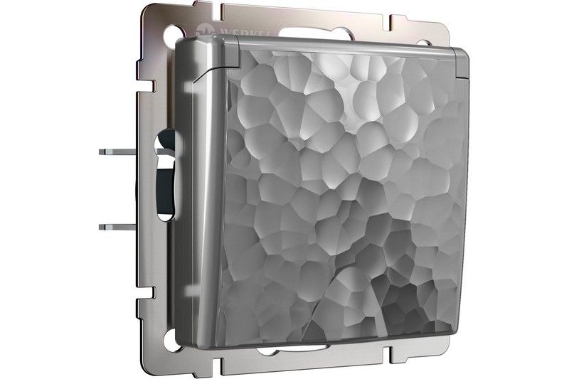 Werkel Серебряный Hammer механизмы Розетка Werkel влагозащ. с зазем. с защит. крышкой и шторками (hammer серебряный) W1271206