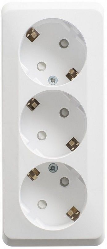 Этюд Белый Розетка 3-ая Systeme Electric Этюд наружный Белый с/з со шторками 16А 250B PA16-012B