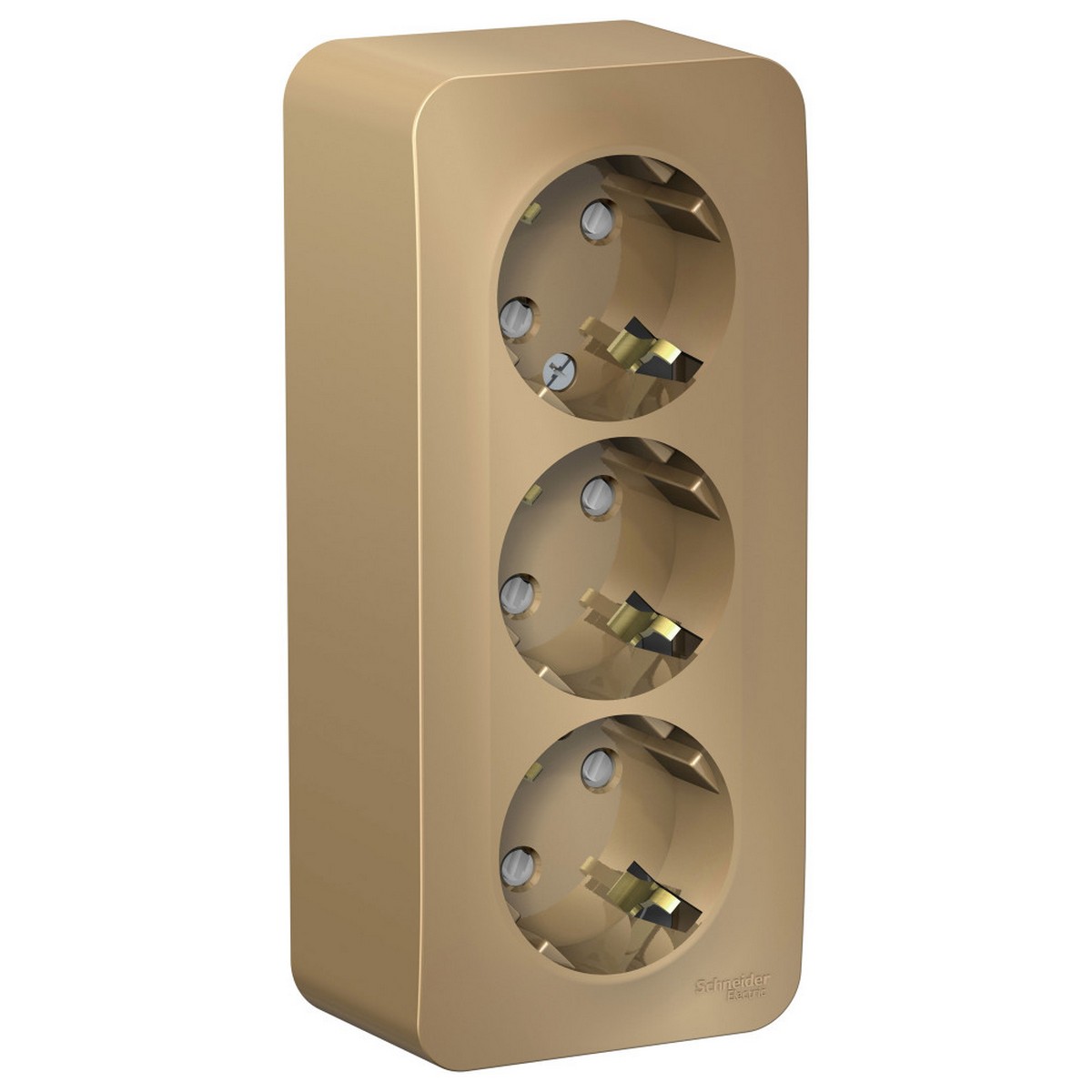 Blanca титан розетки и выключатели Розетка SE Blanca 3-ая Титан наружный с/з со шторками изолир. пластина BLNRA011314