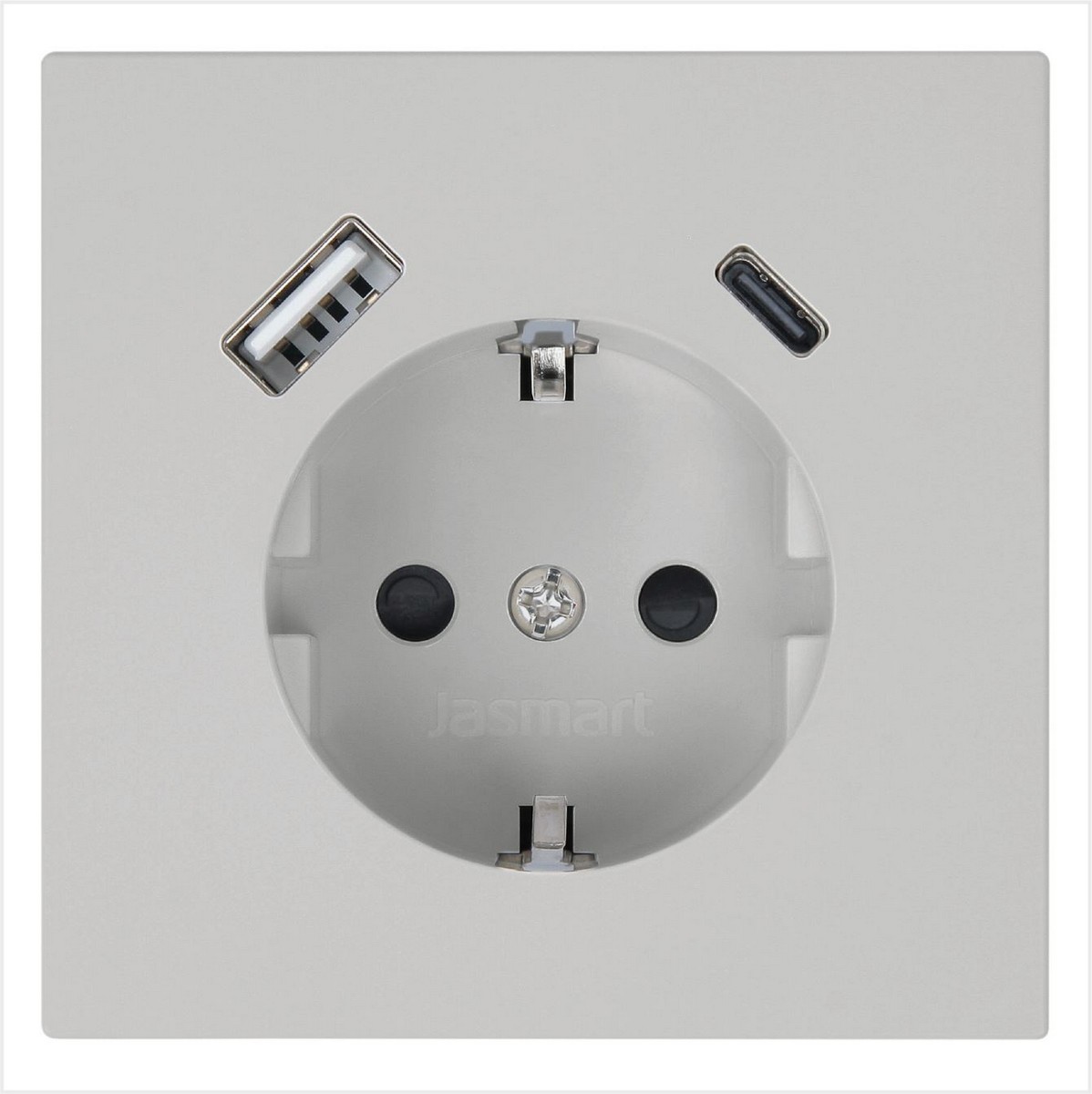 JASMART FD - розетки и выключатели Розетка JASMART FD SCHUKO с USB A+C с защитными шторками 25W матовый Тауп (soft touch) 5501USB-25PTM