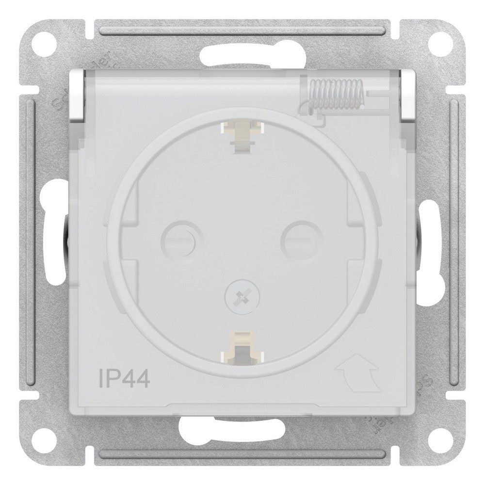AtlasDesign Белый Розетка Systeme Electric AtlasDesign Aqua белый с/з со шторками с крышкой, 16А, IP44, ATN440146