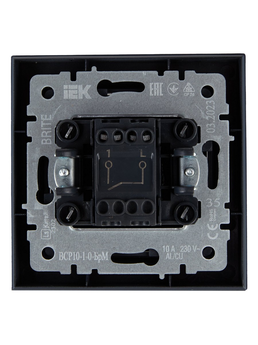 IEK Brite Маренго Выключатель IEK BRITE Маренго 1-кл. 10А в сборе ВСР10-1-0-БрМ BR-V10-0-10-K35-F