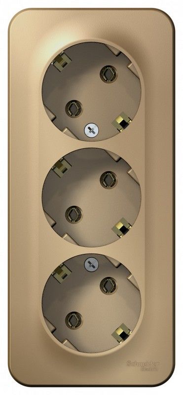 Blanca титан розетки и выключатели Розетка SE Blanca 3-ая Титан наружный с/з без шторок изолир. пластина BLNRA010314