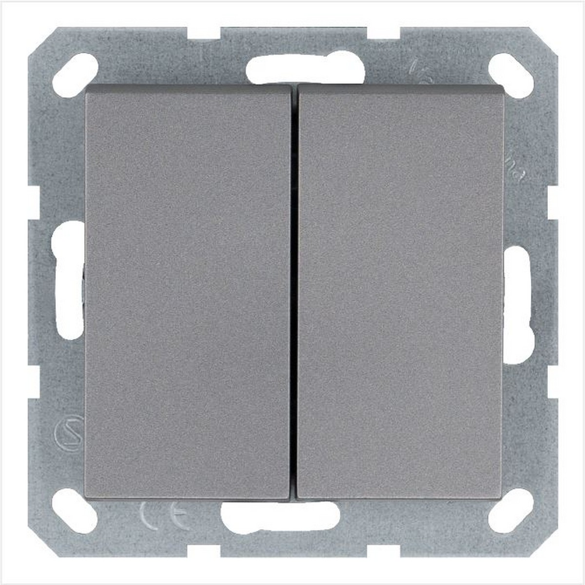 JASMART G - розетки и выключатели Выключатель JASMART двухклавишный перекрестный Алюминий G3014S