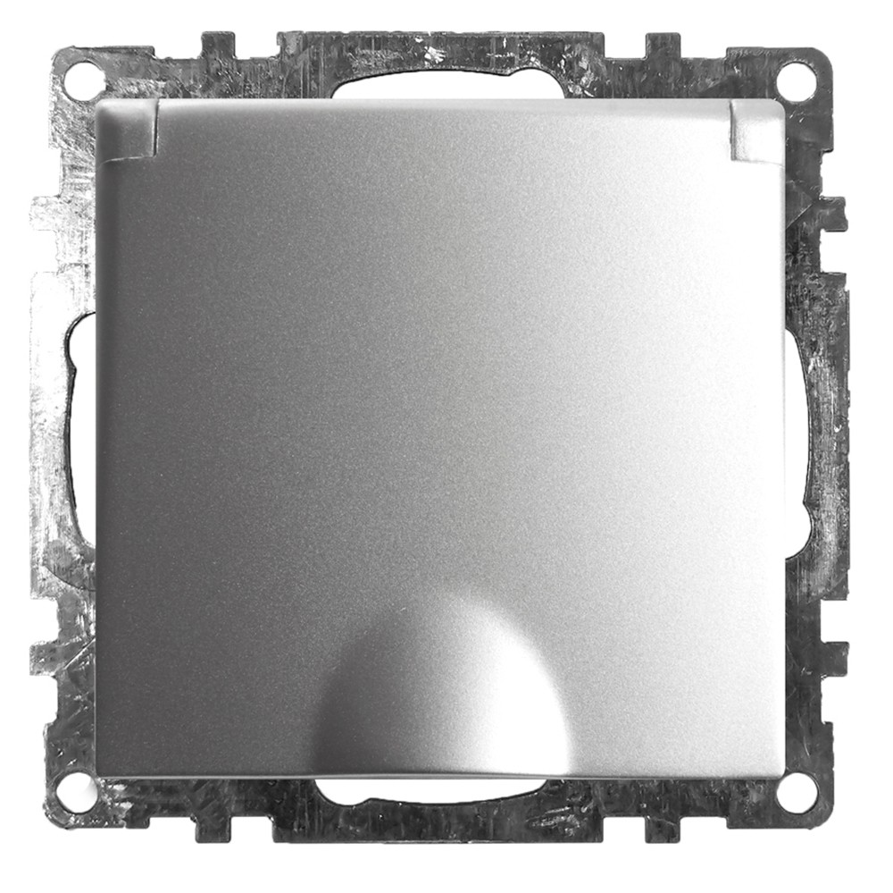 Катрин - Розетки и выключатели Stekker Розетка 1-местная с/з с крышкой STEKKER GLS16-7112-03 16А с защ. шторкой Катрин серебро 39580