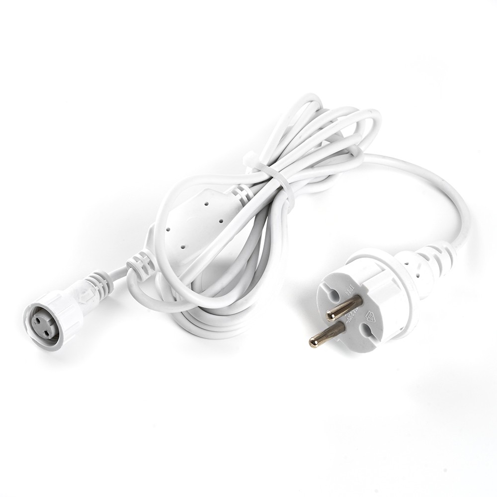Сетевой шнур для гирлянд 3м, 2*0,5мм2, IP44, белый, DM403 48189