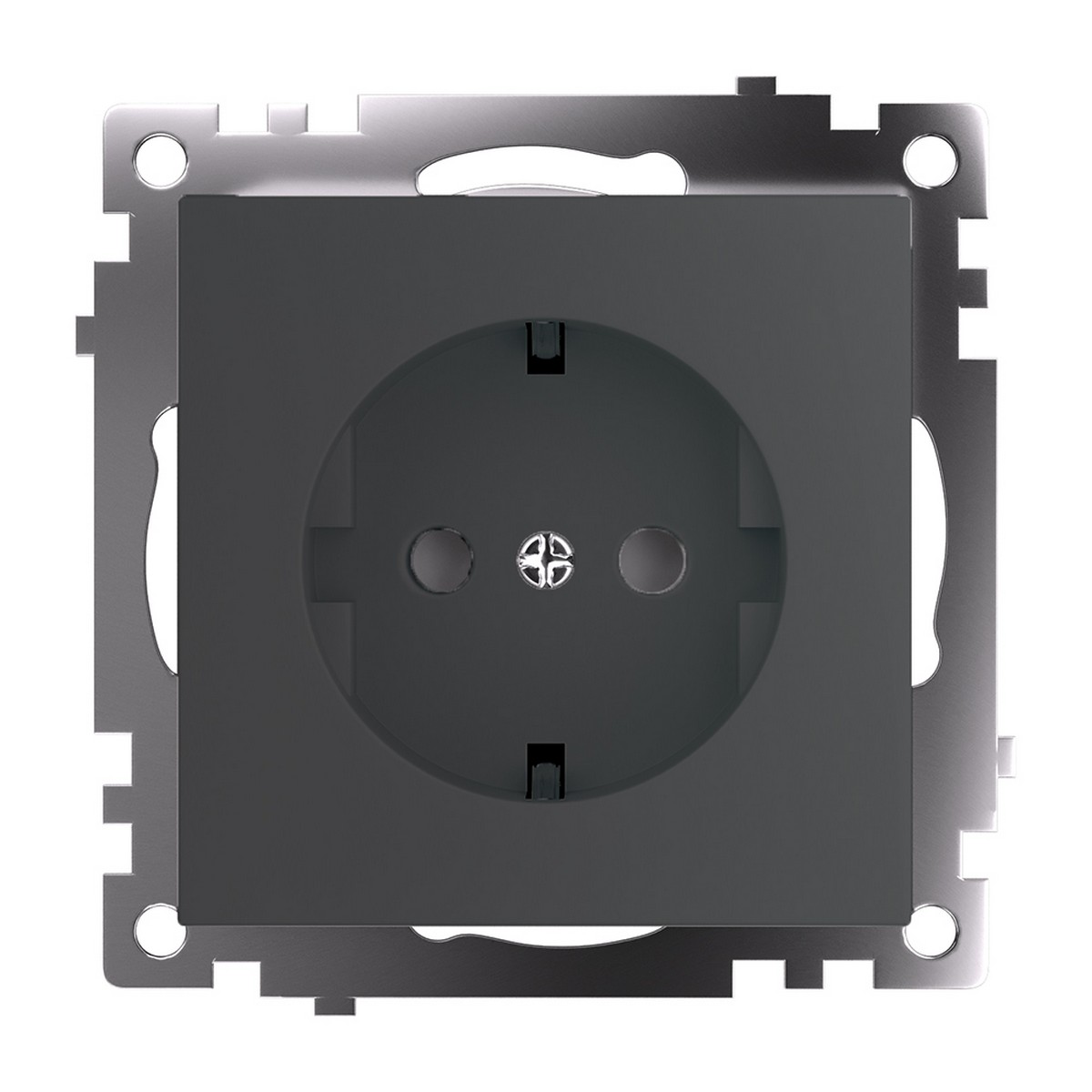 Катрин - Розетки и выключатели Stekker Розетка 1-местная с/з STEKKER GLS16-7110-06 250V 16A с защ. шторкой Катрин графит 49423