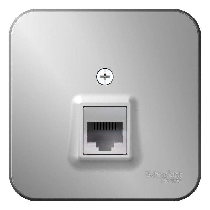 Blanca алюминий розетки и выключатели Розетка SE Blanca ТЛФ Алюминий наружный RJ11 изолир. пластина BLNIA011003