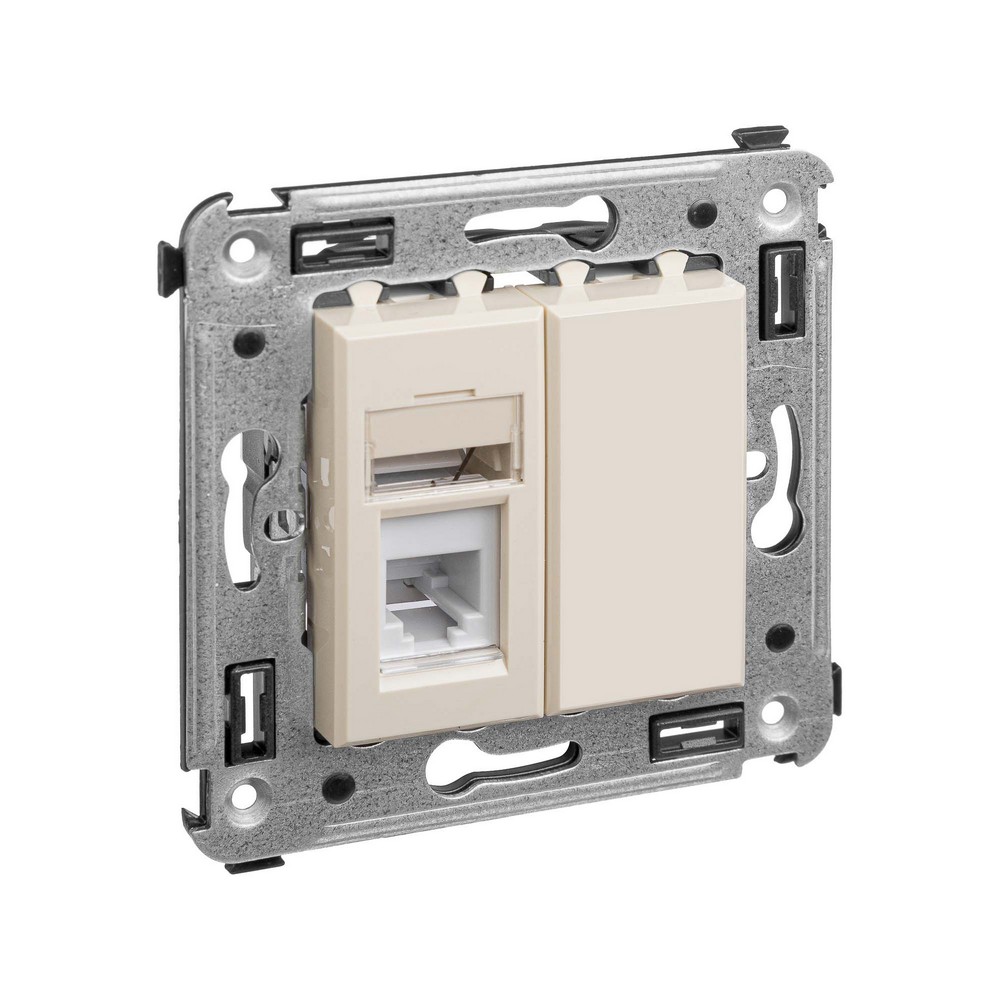 DKC Avanti механизмы Ванильная дымка Телефонная розетка DKC Avanti RJ-12 в стену одинарная "Ванильная дымка" 4405313