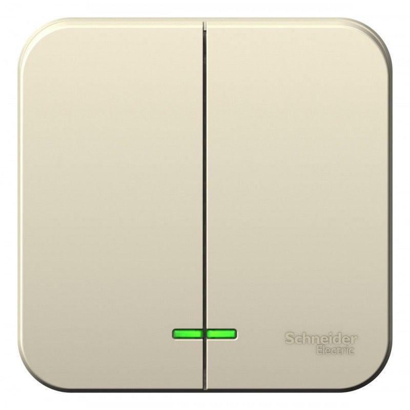 Blanca молочные розетки и выключатели Выключатель SE Blanca 2-клавишный Молочный наружный с подсветкой BLNVA105102