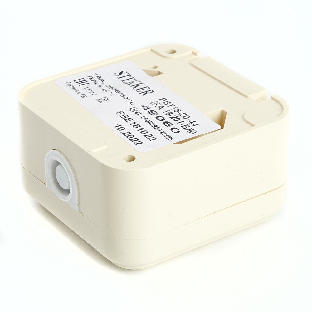 Накладные розетки и выключатели Stekker Розетка 1-местная б/з с крышкой STEKKER PST16-20-44 16А IP44 слоновая кость Брест 49060