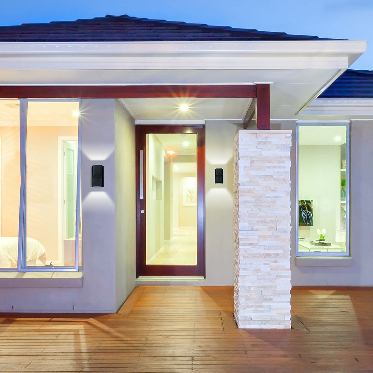 Уличные настенные светильники Светильник уличный светодиодный Feron DH103 2*3W 400Lm 4000K черный 06316 