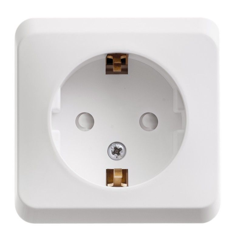 Этюд Белый Розетка 1-ая Systeme Electric Этюд наружный Белый с/з со шторками PA16-004B