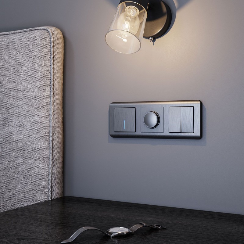 Werkel Графит рифленый механизмы Выключатель Werkel одноклавишный проходной с подсветкой (графит рифленый) W1112104