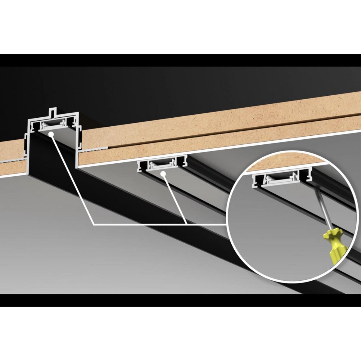 Трековые светодиодные светильники Низковольтный шинопровод для встраиваемого монтажа в ГКЛ, длина 1м NOVOTECH 135198 SMAL 