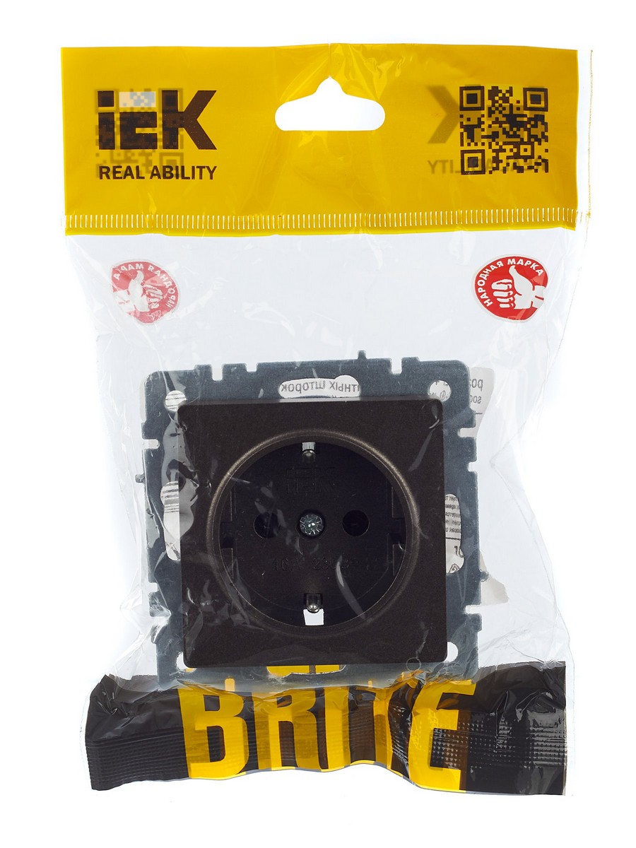 IEK Brite Бронза Розетка IEK BRITE с/з без шторок 16А РС11-1-0-БрТБ темная бронза BR-R11-16-K45