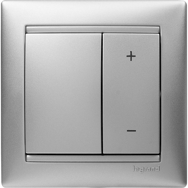 Legrand Valena Classic Алюминий Светорегулятор Legrand Valena Алюминий нажимной 40-600W для л/н и обмоточных т-ров 770274