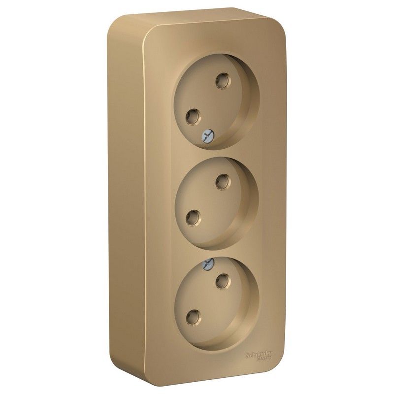 Blanca титан розетки и выключатели Розетка SE Blanca 3-ая Титан наружный б/з без шторок изолир. пластина BLNRA000314